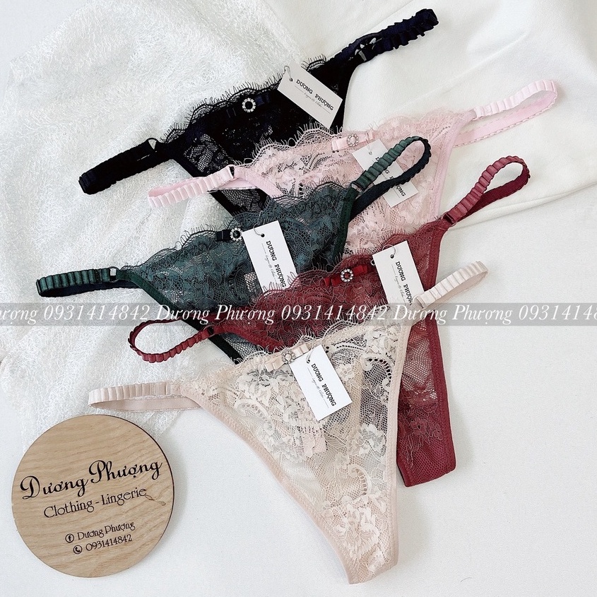 Quần lót ren lọt khe đính khoen đá tròn sexy - QL062