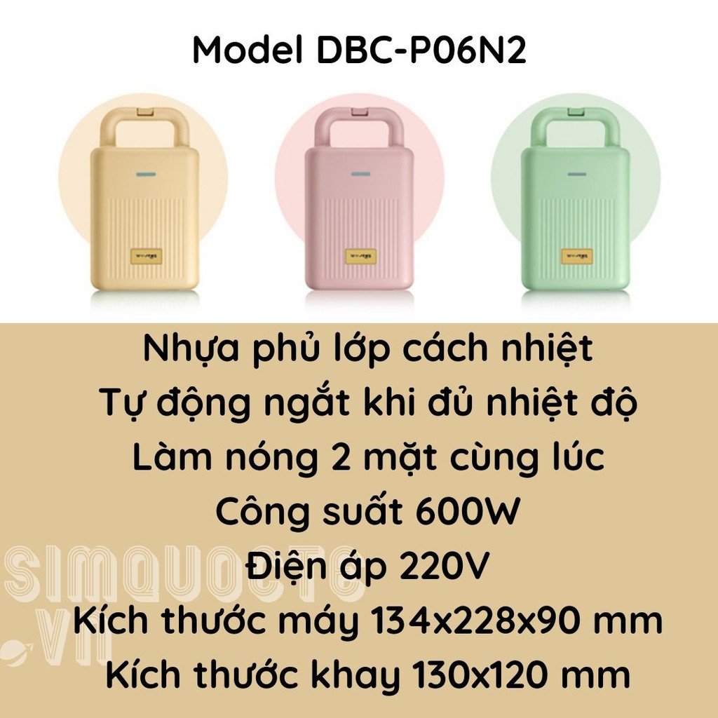 [1 đổi 1 trong 3 ngày] Máy kẹp nướng bánh mì 4 trong 1 kèm khuôn bánh chống dính phủ đá - Hàng chính hãng BEAR