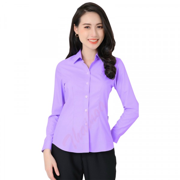 Áo sơ mi công sở nữ dài tay trơn Thái Hòa 8 màu sắc siêu đẹp