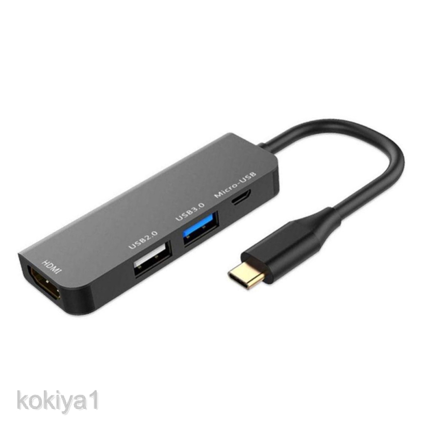 Type-C to 4k HDMI Multiport Adapter with USB 3.0 Data Transfer Port, USB 2.0 Port, Micro USB Port Compatible with USB C