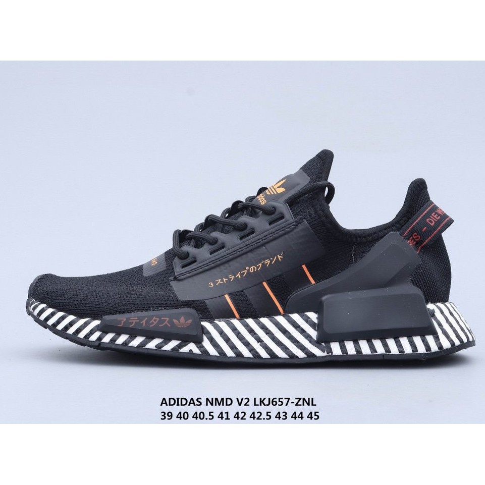 Giày Thể Thao Adidas NMD _ R1 V2 NMD V2 Họa Tiết Kẻ Sọc Đen Trắng Thời Trang Cao Cấp