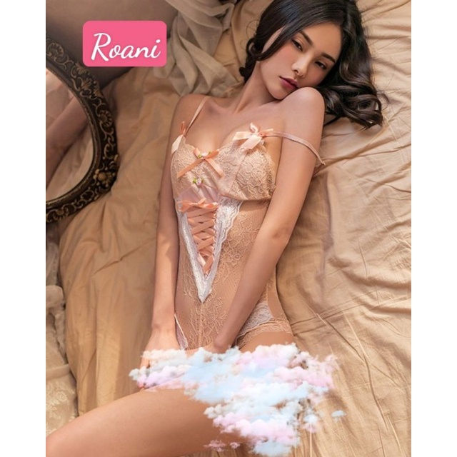 (kèm video thật+ảnh thật) Bodysuit ren thắt dây đồ ngủ quyến rũ