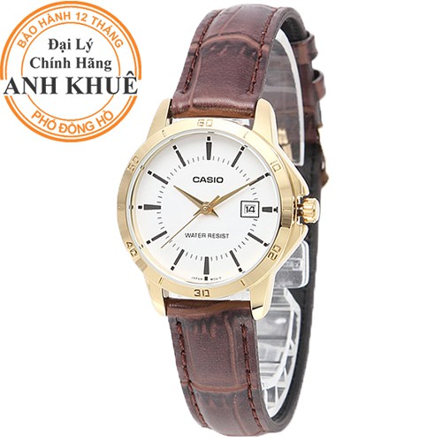 Đồng hồ đôi nam nữ dây da Casio Anh Khuê MTP/LTP V004GL-7A