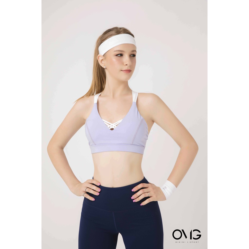 Áo tập Nữ OMG Sport kiểu bra đan dây chéo- màu Tím - BG089_PP