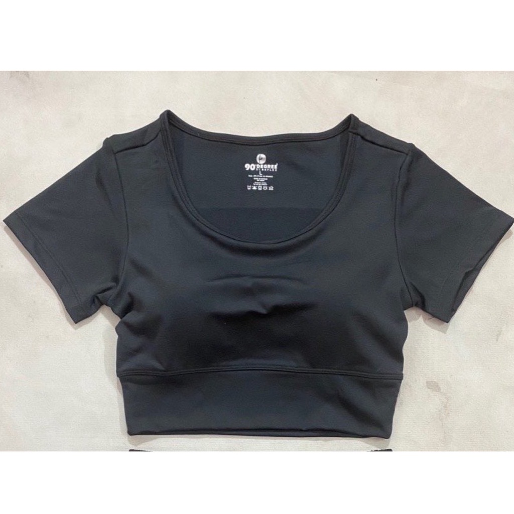 Áo croptop cộc tay tập gym yoga aerobic nữ vải thun poly cao cấp- đồ tập gym yoga nữ