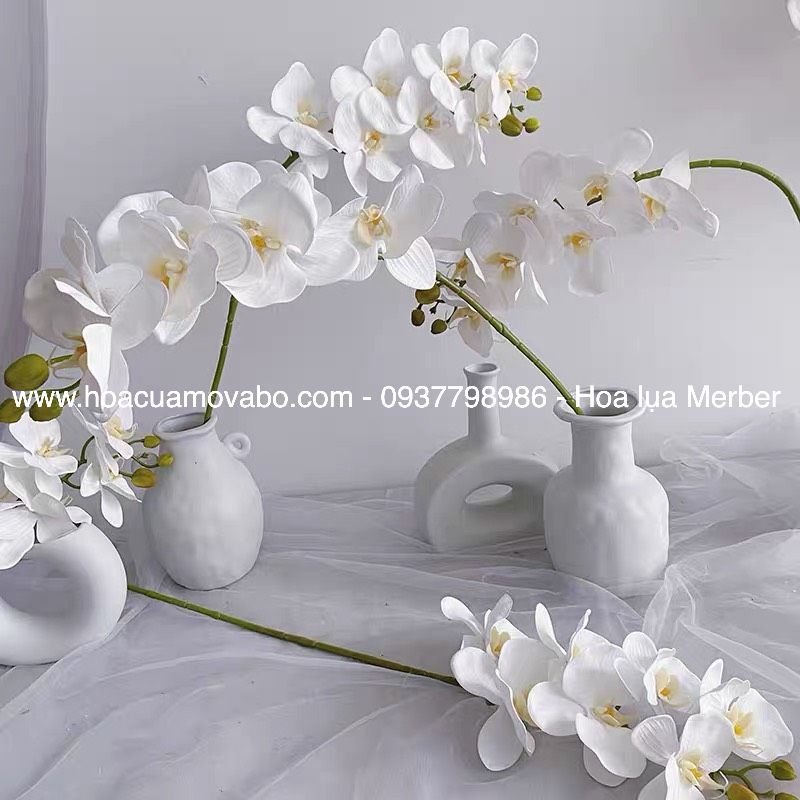 Cành Lan Hồ Điệp 9 Bông 3D Cao Cấp MerBer Dài 100cm