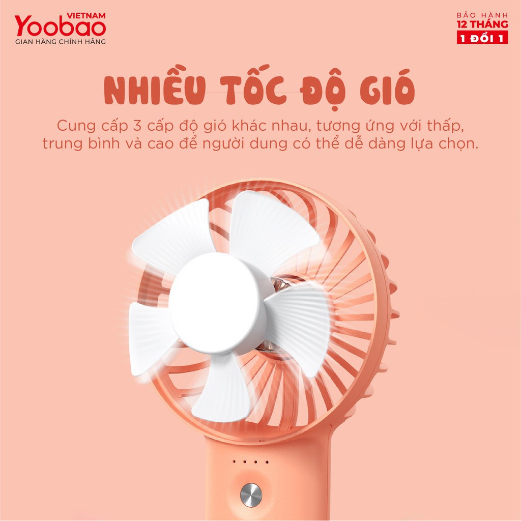 NEW- Quạt cầm tay Yoobao F3 4000-6000mah ,quạt mini tích điện pin cực khỏe chạy liên tục 30h , mẫu mới 2020