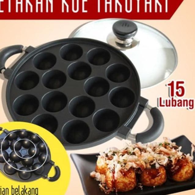 Khuôn Làm Bánh Takoyaki Hình Quả Trứng 15 Lỗ + Nắp Kính