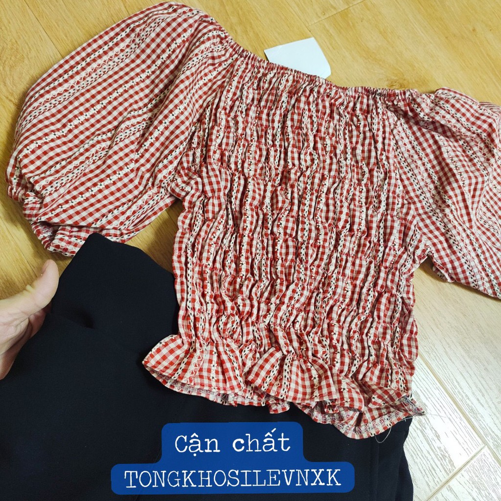 [hàng sẵn] SET ÁO CROPTOP TRỄ VAI CHUN NGỰC TAY BỒNG MIX QUẦN ỐNG SUÔNG DÁNG QUẦN LỬNG CULLOTES