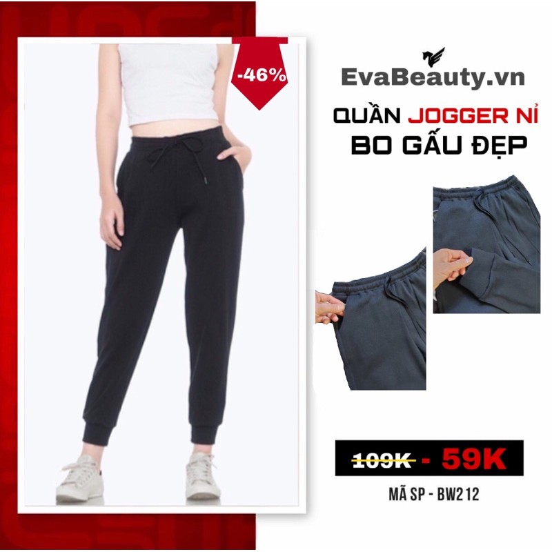 Quần nỉ nữ bo gấu, Quần jogger nỉ nữ form chuẩn chất len tăm đep | BigBuy360 - bigbuy360.vn