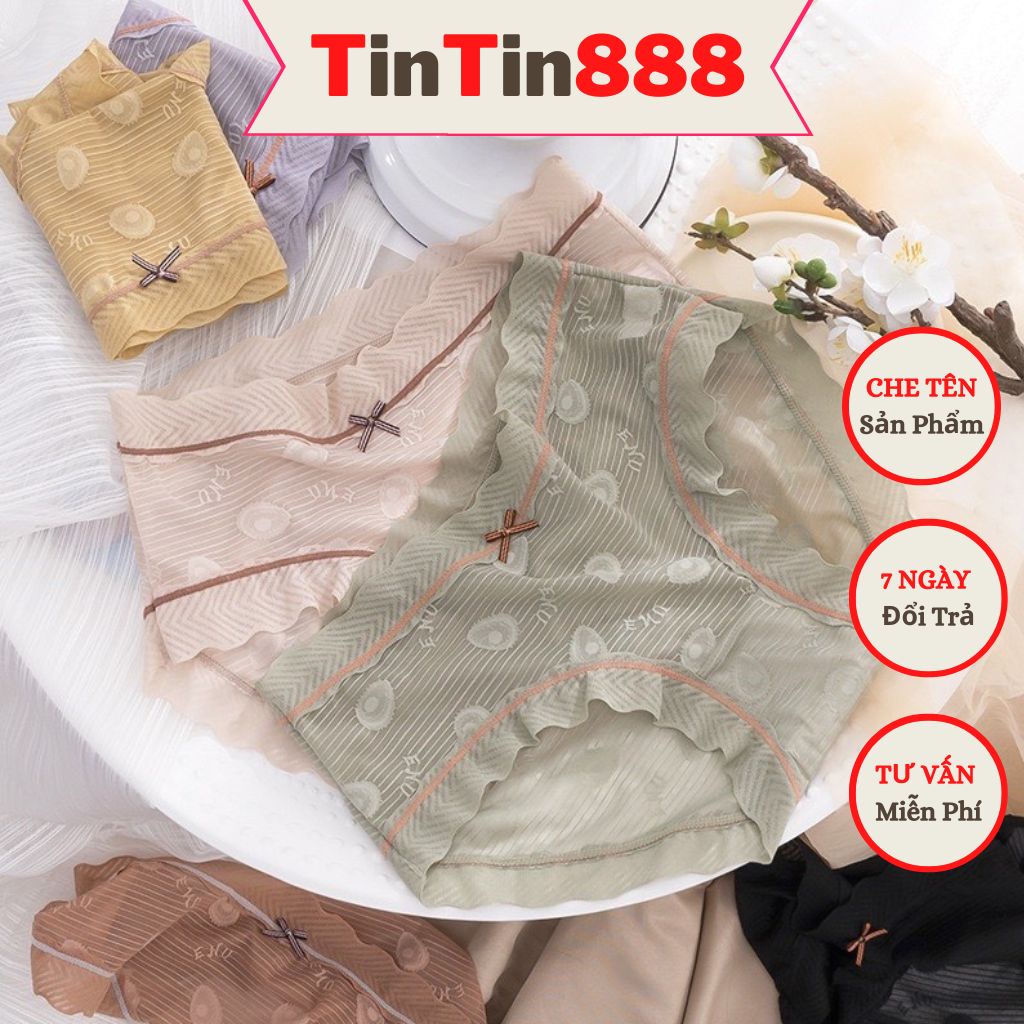 Quần lót nữ su ren xuyên thấu mát lạnh BỘ 2 & 5 quần, quần lót của nữ sexy quyến rũ co dãn màu pastel Q2107 - TinTin888