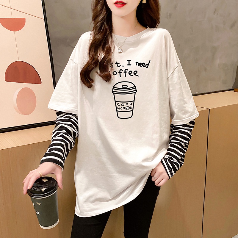 NRVP Áo Thun Nữ Tay Dài 100% Cotton Thời Trang Hàn Quốc