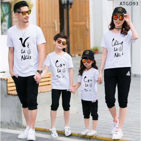 ÁO THUN GIA ĐÌNH IN CHỮ DÀNH CHO BỐ MẸ VÀ CON CỰC HOT ĐỦ MÀU ĐỦ SIZE - ATGD93