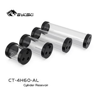 Bể chứa nước Bykski 130/180 / 240mm Bể chứa hình trụ làm mát nước Đường kính 60mm G1 / 4 "Vỏ màu đen Thân acrylic /CT-4H60-AL