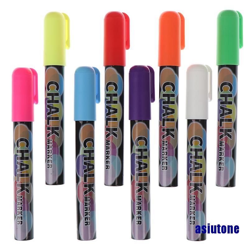 (asiutone)Colorful Dual Nib Liquid Chalk Highlighter Fluorescent Neon Marker Pen Pencil