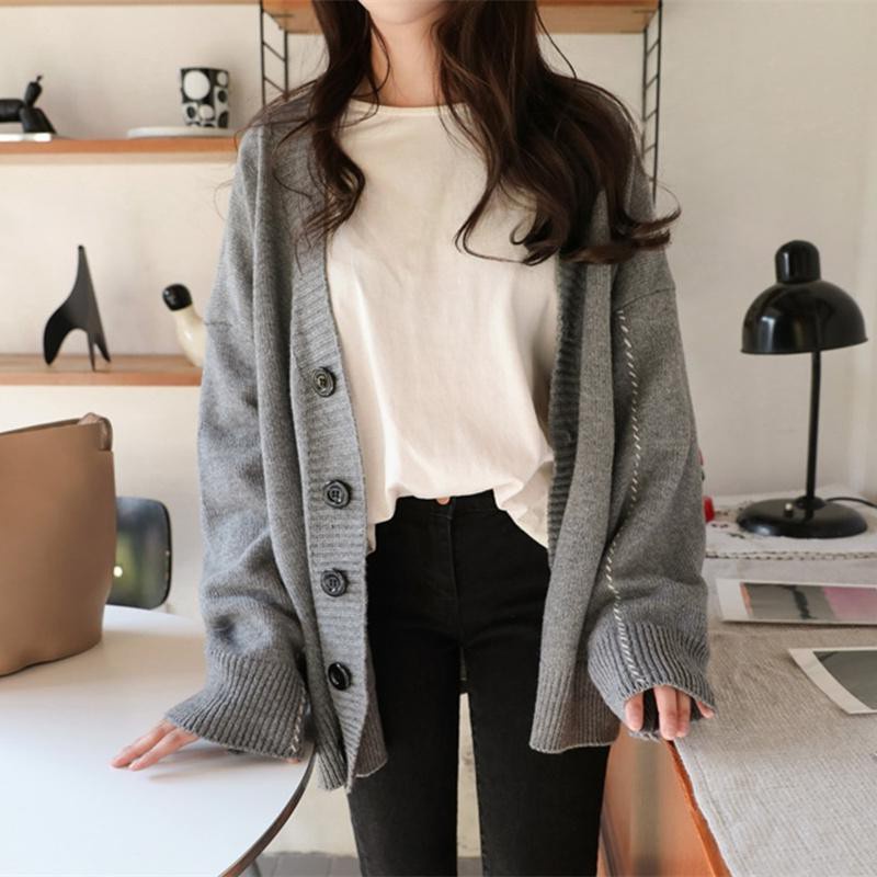 Áo khoác cardigan dệt kim màu sắc thời trang nữ tính