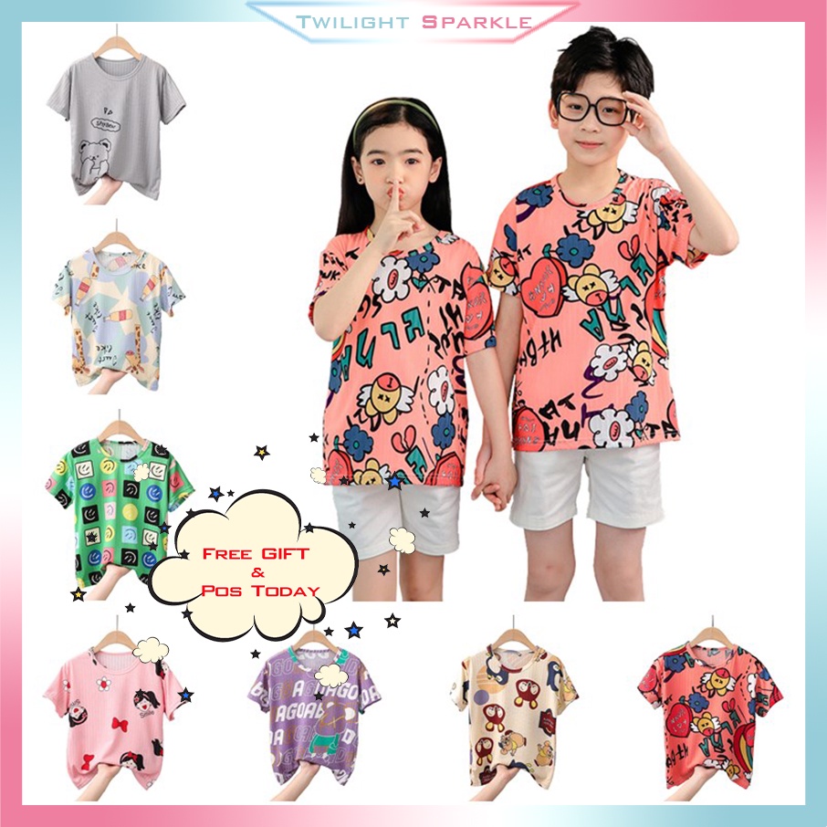 Áo Thun Cotton Họa Tiết Hoạt Hình Thời Trang Mùa Hè Cho Bé 2-12 Tuổi