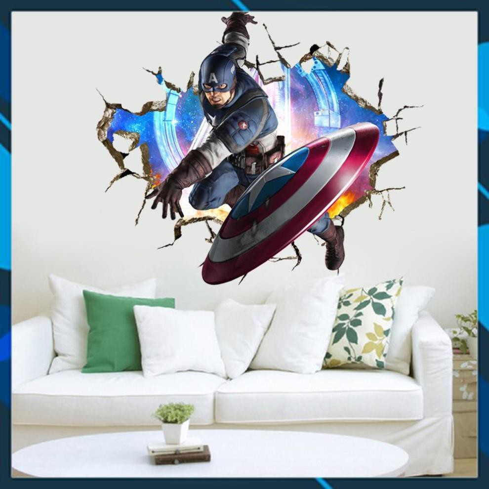 [XẢ HÀNG] Decal 3D Captain American - decal biệt đội siêu anh hùng Marvel - decal đội trưởng Mỹ