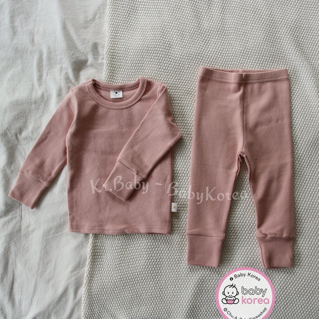 Bộ áo kèm quần trơn giữ nhiệt Caramel Made in Korea cho bé trai bé gái chính hãng Hàn Quốc thời trang trẻ em BABYKOREA