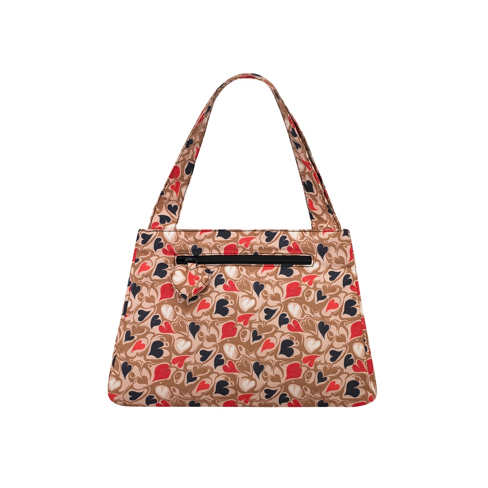 Cath Kidston - Túi đeo vai/Recycled Rose Medium Shoulder Bag - Marble Hearts Ditsy - Brown -1041521
