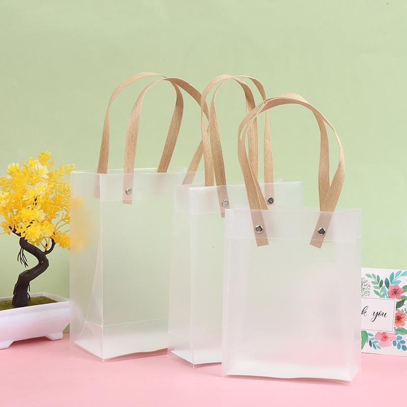 1 Túi Đựng Quà Bằng PVC Trong Suốt Có Tay Cầm Thời Trang