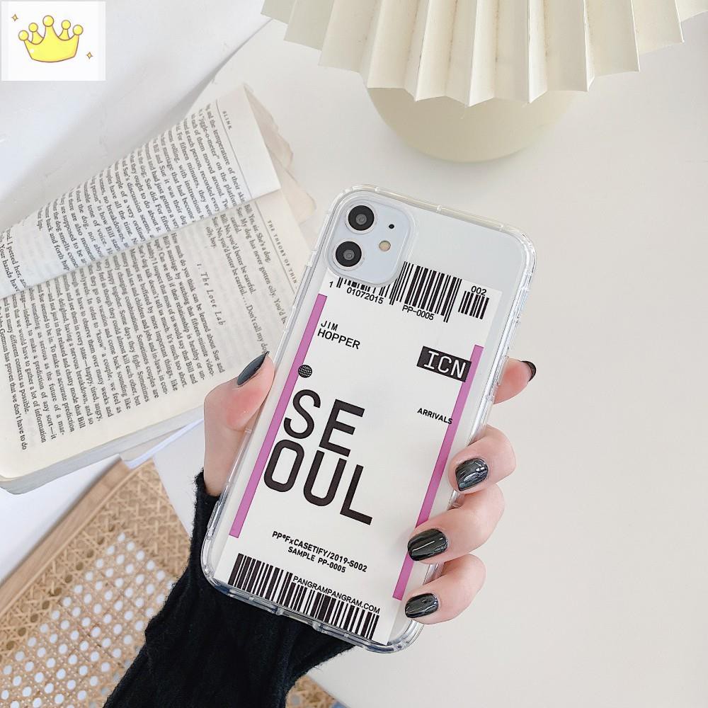 Ốp Điện Thoại Tpu Mềm Hình Vé Máy Bay Paris Seoul London Cho Iphone 11 Pro Xs X Max Xr 8 7 6 6s Plus Se 2020