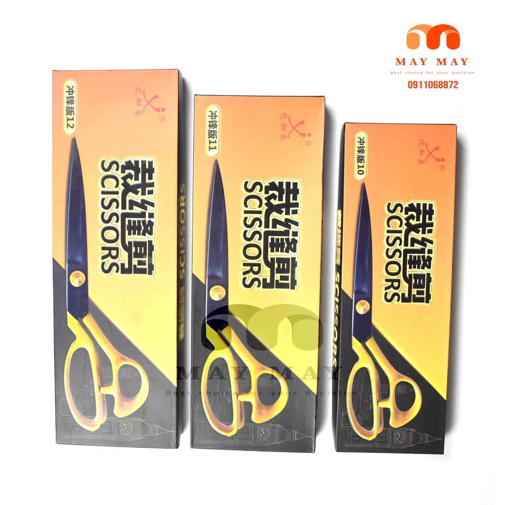 Kéo cắt vải X - cán vàng thép đen cao cấp không rỉ hàng chất lượng giá tốt