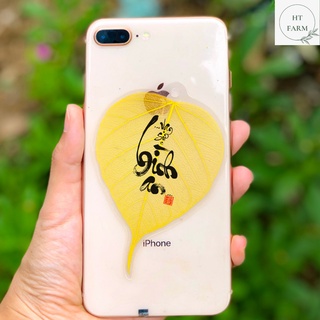 Lá Bồ Đề thư pháp chữ Vạn sự Bình an (Cầu Bình An – Tài Lộc – May mắn, Ốp điện thoại, Hàng loại 1)