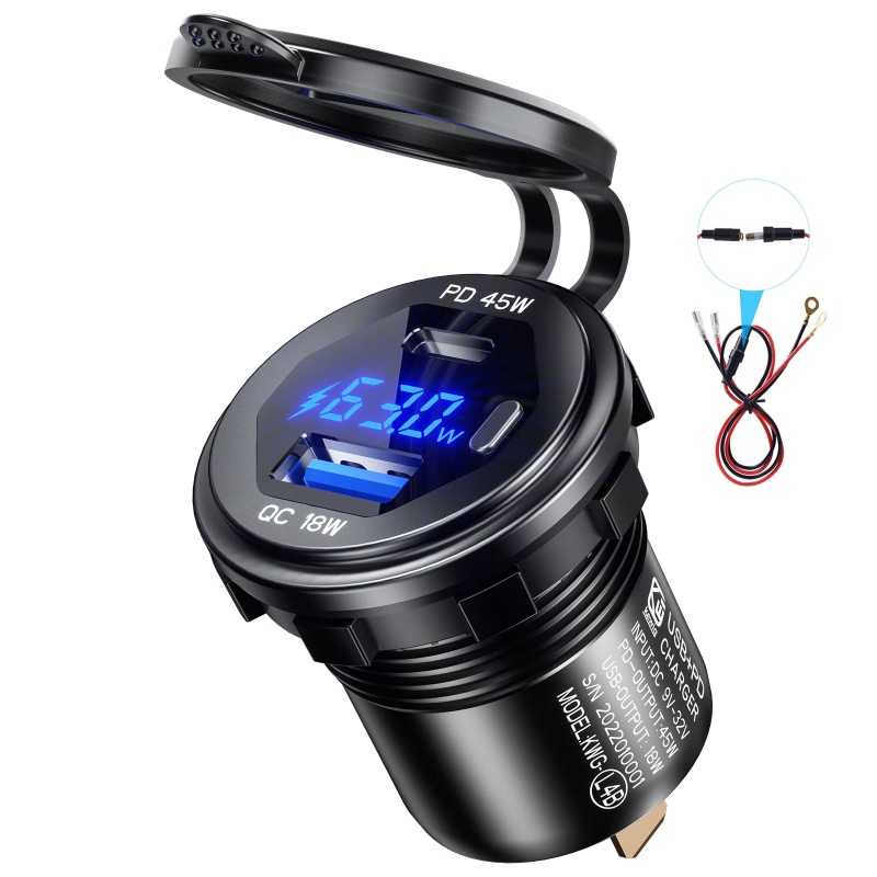 Bộ Chuyển Đổi Ổ Cắm Sạc Bằng Nhôm Gắn Xe Hơi / Xe Máy