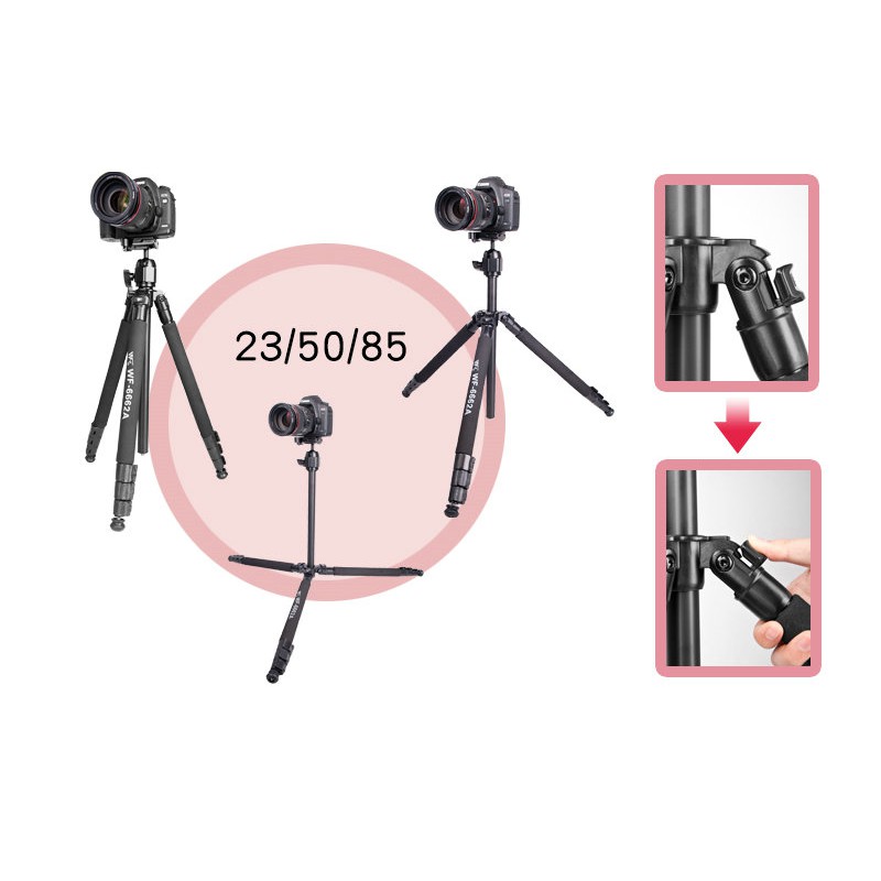 Tripod cho máy ảnh, máy quay, tải trọng 8kg | Weifeng WF-6662A