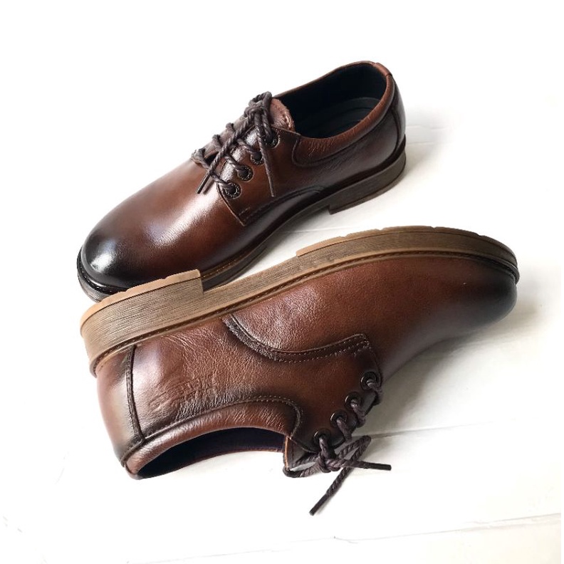 Giày Dr nam da bò thật nguyên tấm..đế cao su dẻo..mang êm chân..mã D02..màu vàng bò..bảo hành 2 năm