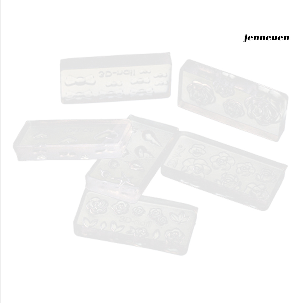 [Hàng mới về] Bộ 6 khuôn làm phụ kiện đính móng trang trí nghệ thuật bằng acrylic trong suốt