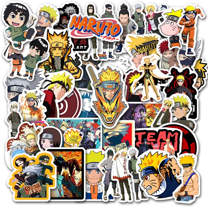Bộ 50 Miếng Dán Trang Trí Hình Nhân Vật Trong Phim Naruto