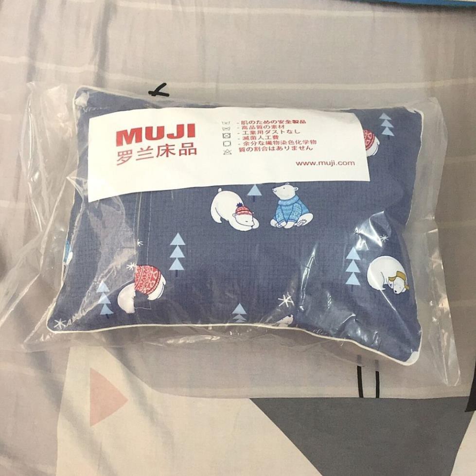 Gối Muji cho bé cao cấp nhiều màu - 100% chất liệu cotton mịn màng thoáng mát thấm hút mồ hôi