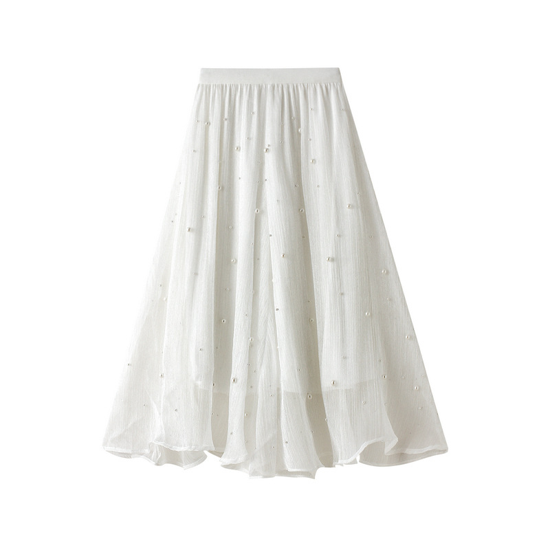 Ruffled beaded skirt, new high-waisted long skirt, irregular mid-length skirt | BigBuy360 - bigbuy360.vn