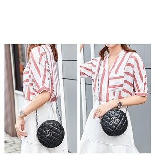 Túi xách nữ dây xích đeo chéo dáng tròn 2 ngăn