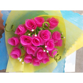 hoa giay lua - HOA HỒNG CÀNH (20 BÔNG giấy gấm)