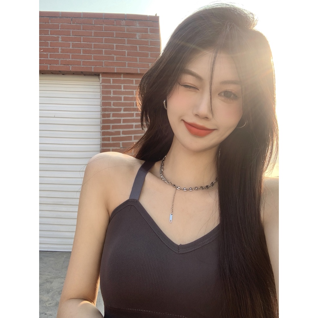 Áo Croptop Hai Dây Hở Lưng Phong Cách Hàn Quốc 4 Màu Sắc Dễ Phối Đồ Dành Cho Nữ