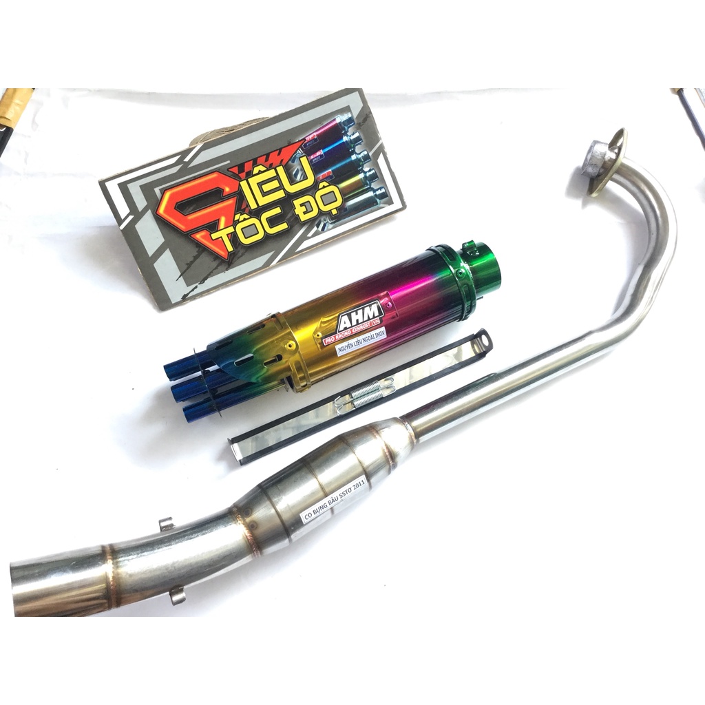 Bộ pô 6 nòng full cổ bầu hơi inox gắn nhiều loại xe