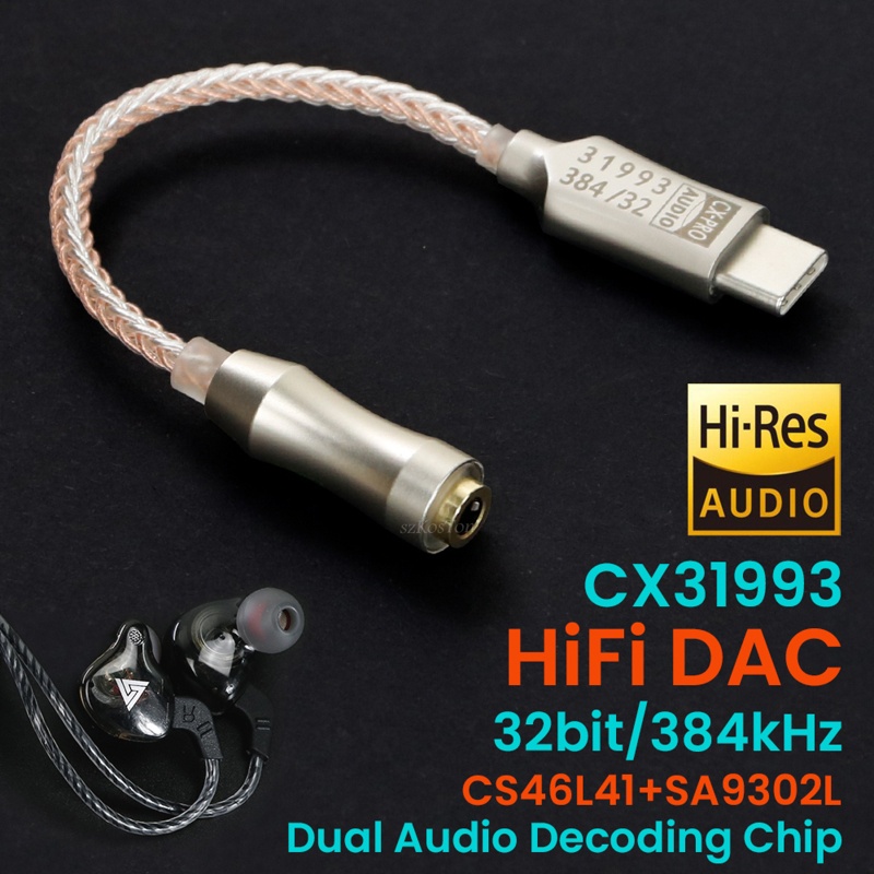 Tai Nghe Em Bé ALC5686 USB Type C DAC Đầu Ra 3 5mm 32bit 384KHz Cho Hệ Thống Android Windows10