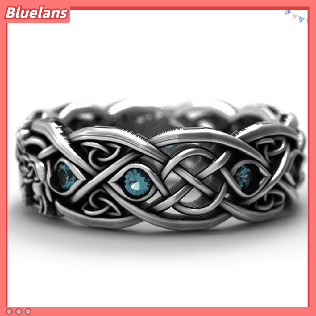 Nhẫn Mạ Bạc Hình Sói Đính Đá Topaz Nhân Tạo Cho Nam Và Nữ