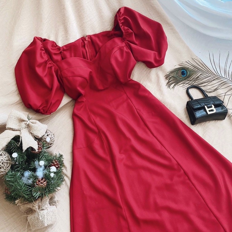 Đầm đỏ cổ V basic (kèm hình thật) | BigBuy360 - bigbuy360.vn