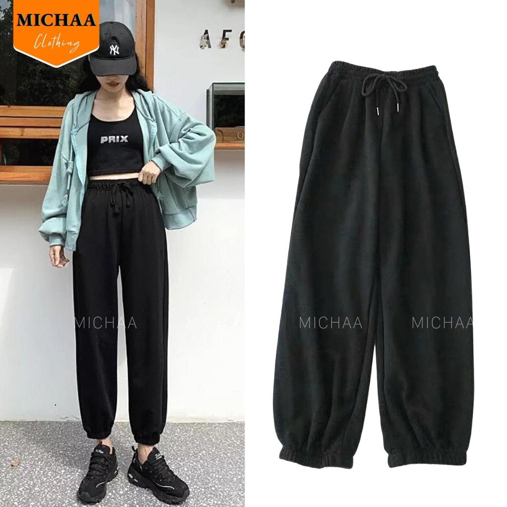 Quần Nỉ JOGGER TRƠN Nữ Basic, Quần Nỉ Da Cá Ống Boom Unisex 2 Màu Siêu Hot MICHAA