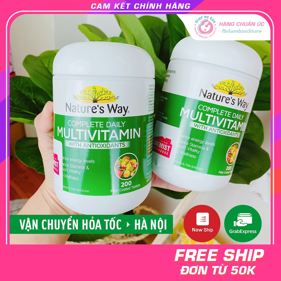 [Tem CHEMIST] Tảo Úc, Vitamin tổng hợp Nature’s Way Úc 200 viên - Xuất xứ Úc0