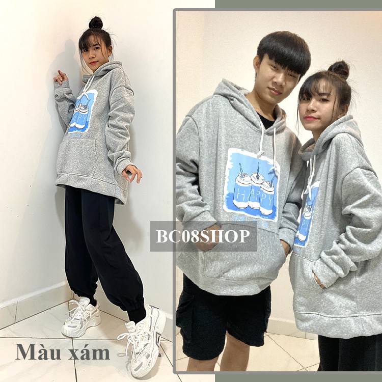 Áo hoodie form rộng Unisex phong cách Hàn Quốc năng động cho cặp đôi (4 MÀU) BC300