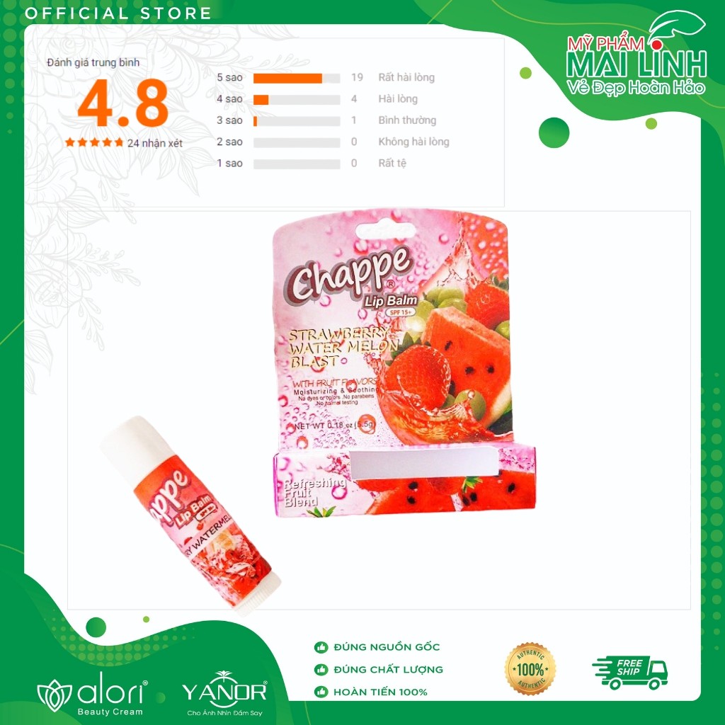 [Bán Đợt Cuối - Son Mỹ - Deal 0 Đồng] Son Dưỡng Môi, Son Dưỡng Không Màu Chống Khô Môi LIP BALM CHAPPE SPF15 Chính Hãng | BigBuy360 - bigbuy360.vn