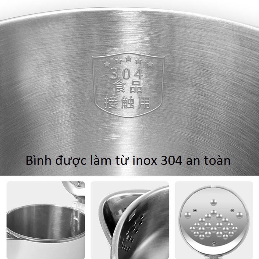 Ấm siêu tốc 2 lớp inox 304 chính hãng MEIYUN 1.8 lít bình siêu tốc 2 lớp chính hãng inox 304 loại tốt cao cấp