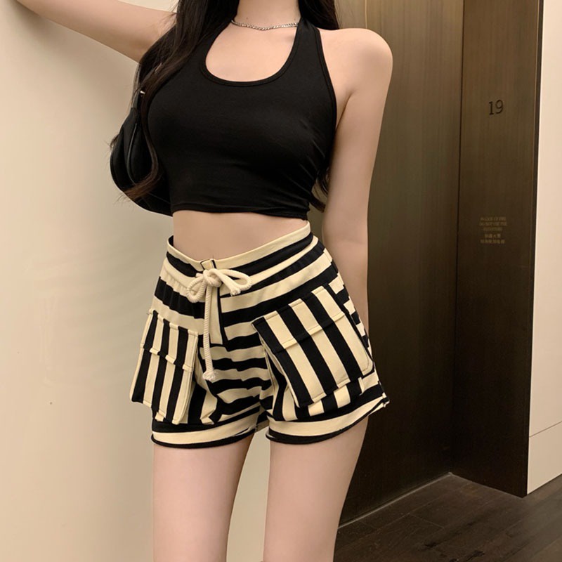 Quần Short Thể Thao Lưng Cao Ống Rộng Thời Trang Hàn Quốc