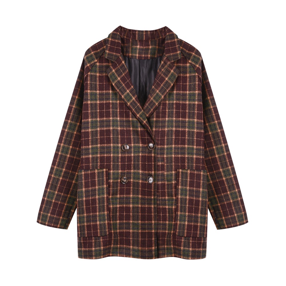 [ORDER]-Áo Blazer Đỏ mận sọc caro (C71) | BigBuy360 - bigbuy360.vn