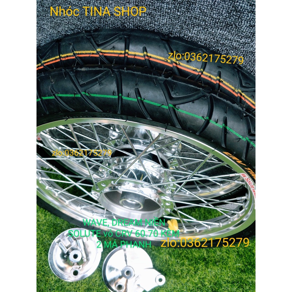 CẶP BÁNH CĂM WAVE DREAM NIỀN NHÔM  SOLUTE THÁI,BAN ZAI,DALE, VỎ CRV THÁI 60.70 KÈM 2 MÁ PHANH .